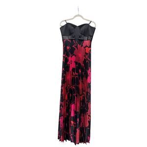 JS Collections Women’s 10 Maxi Dress Black Red Strapless Evening Prom Party EUC